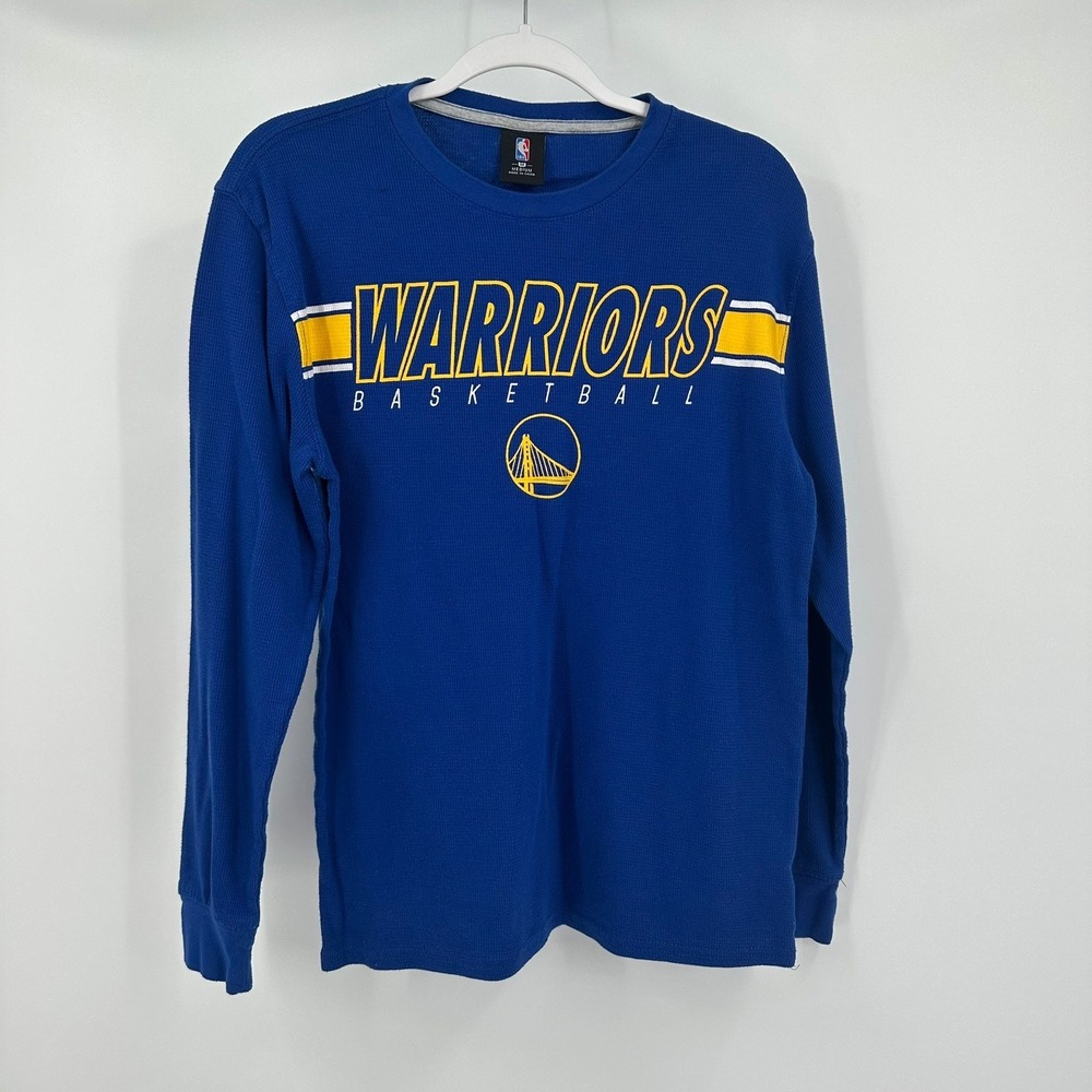 NBA Golden State Warriors Mens Size M Blue Long Sleeve Thermal Waffle Knit Shirt